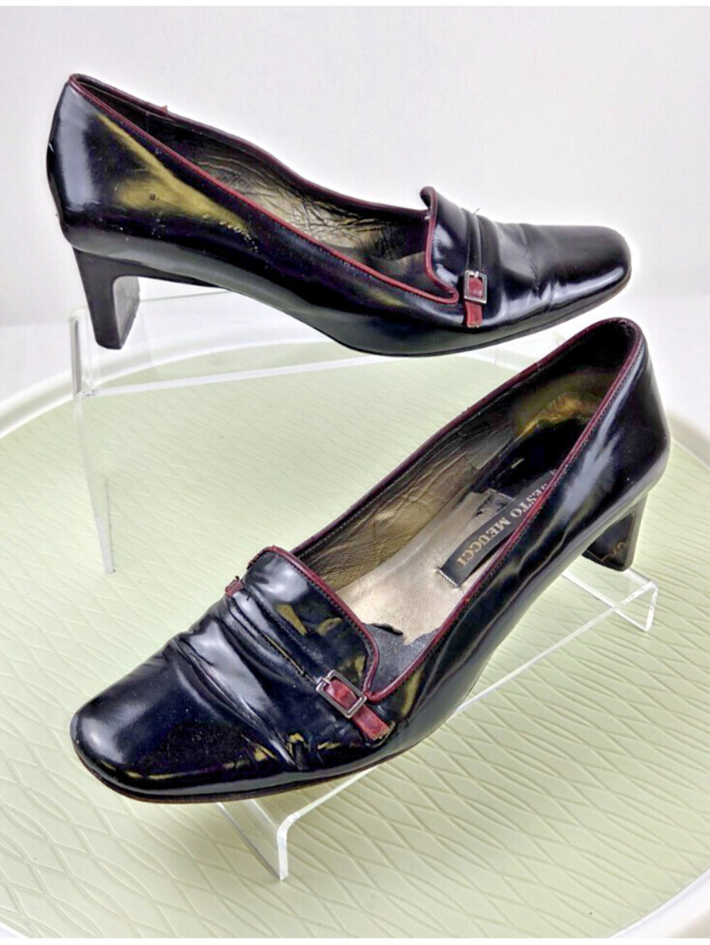 Sesto Meucci Black Leather Pumps Italy Women’s 7M Classic Comfort Heel